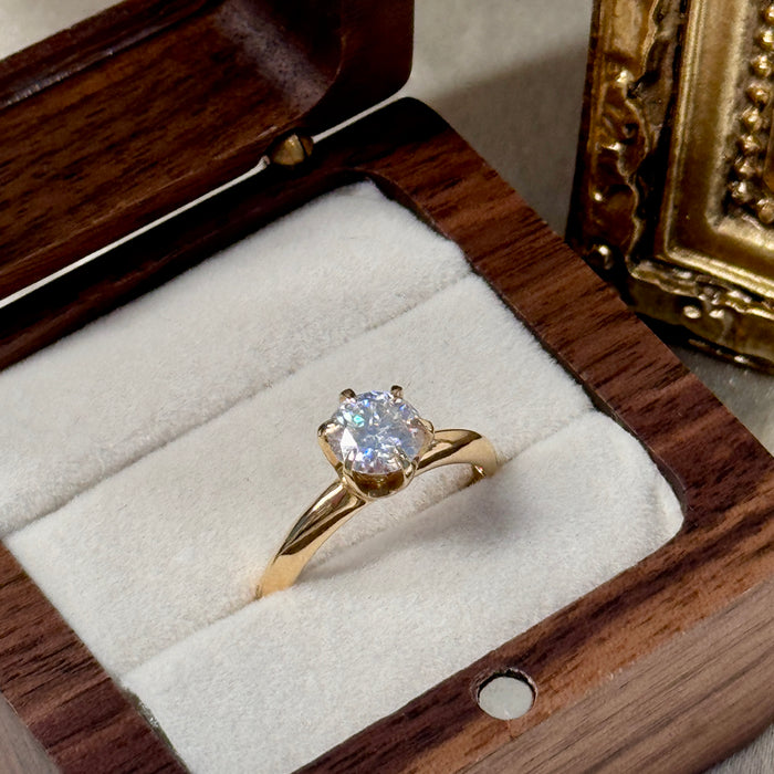 (PREORDER) 14K Yellow Gold Moissanite Diamond 1.3ct Engagement Wedding Ring