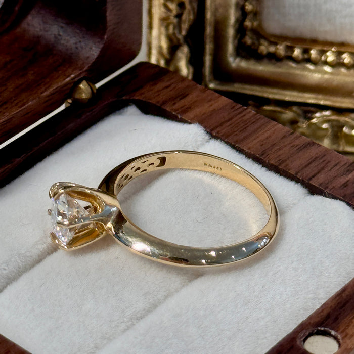 (PREORDER) 14K Yellow Gold Moissanite Diamond 1.3ct Engagement Wedding Ring
