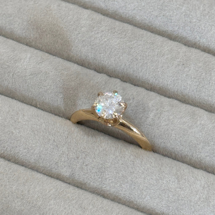 (PREORDER) 14K Yellow Gold Moissanite Diamond 1.3ct Engagement Wedding Ring