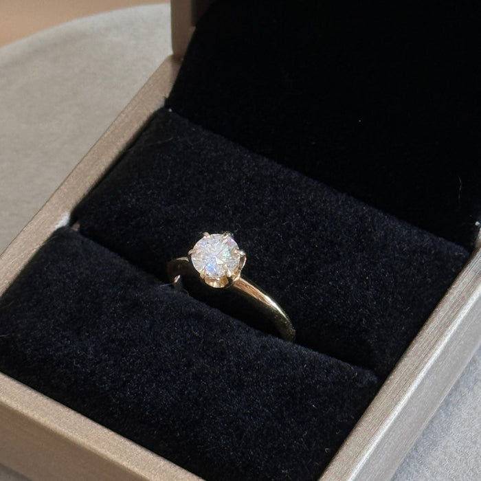 (PREORDER) 14K Yellow Gold Moissanite Diamond 1.3ct Engagement Wedding Ring