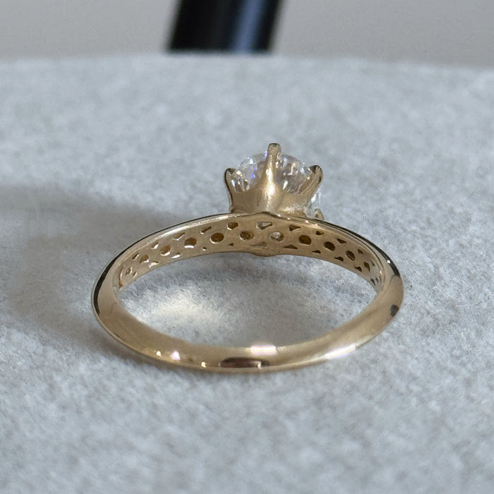 (PREORDER) 14K Yellow Gold Moissanite Diamond 1.3ct Engagement Wedding Ring