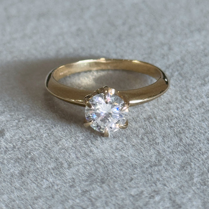 (PREORDER) 14K Yellow Gold Moissanite Diamond 1.3ct Engagement Wedding Ring