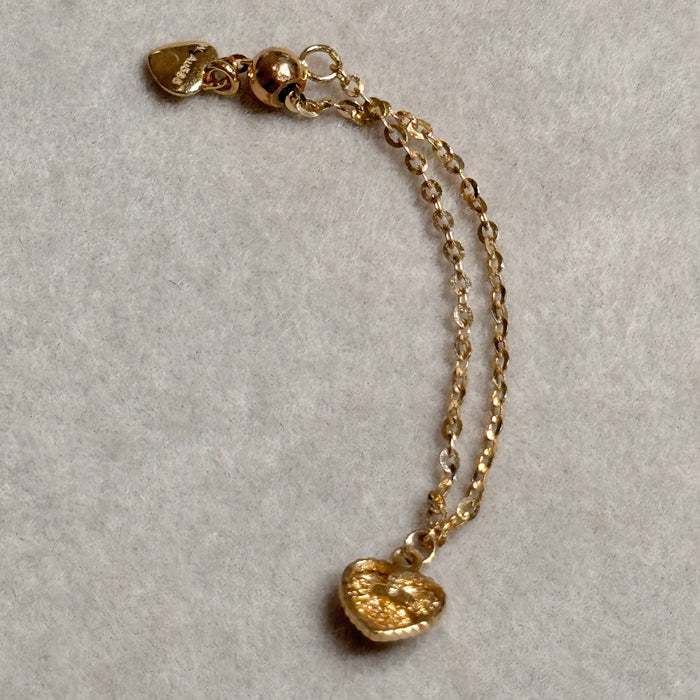 (PREORDER) 14K Yellow Gold Love Puffed Heart Charm Dangle Chain Ring