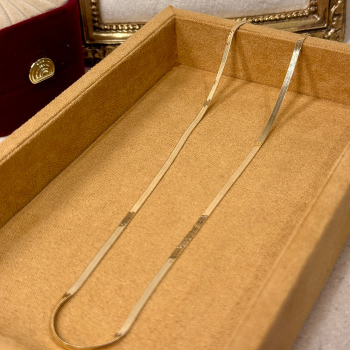 14K Solid Yellow Gold Flat Necklace Unisex