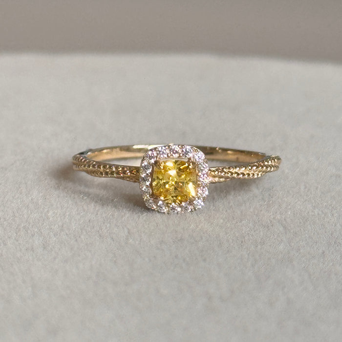 14K Yellow Gold Fancy Cushion Yellow Gemstone Ring