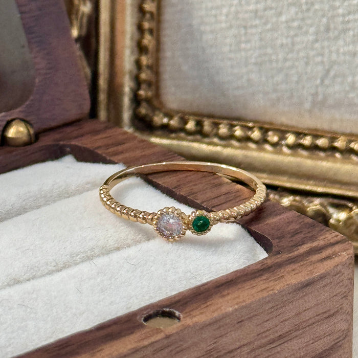 14K Yellow Gold 2-Stone Bezel Ring