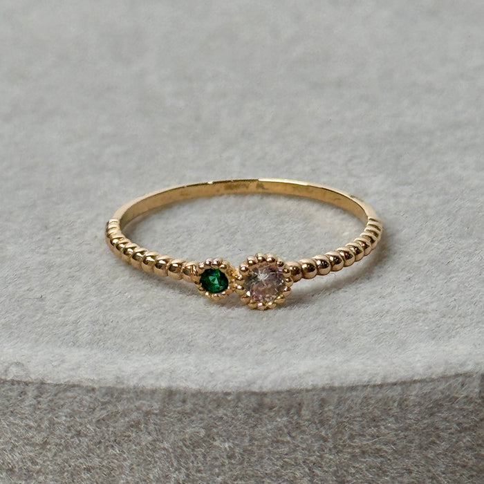 14K Yellow Gold 2-Stone Bezel Ring