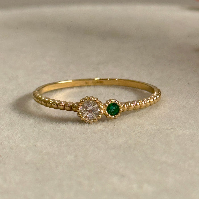 14K Yellow Gold 2-Stone Bezel Ring