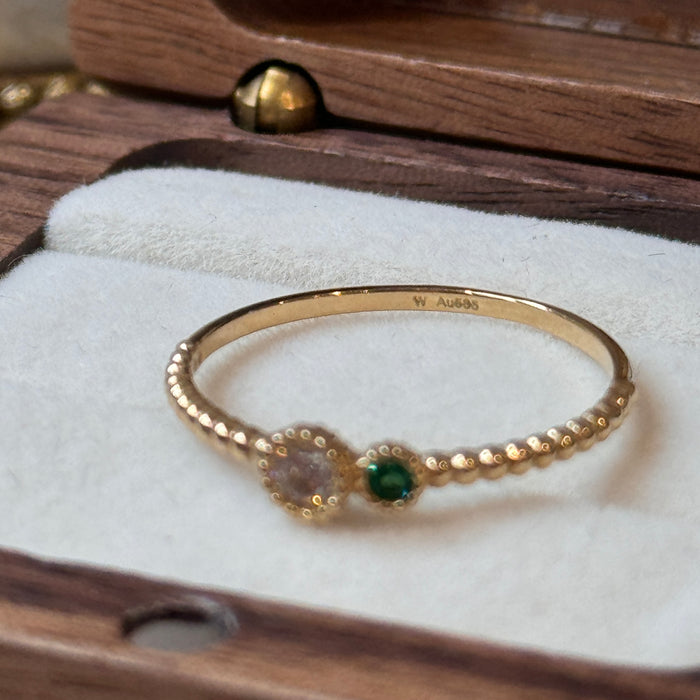 14K Yellow Gold 2-Stone Bezel Ring