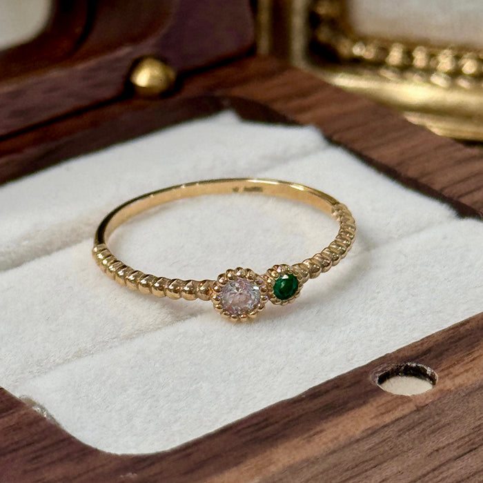 14K Yellow Gold 2-Stone Bezel Ring