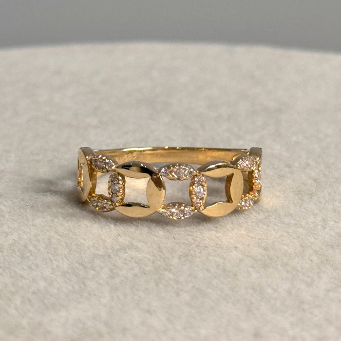 (PREORDER) 14K Yellow Gold Curb Link Design Stack Ring