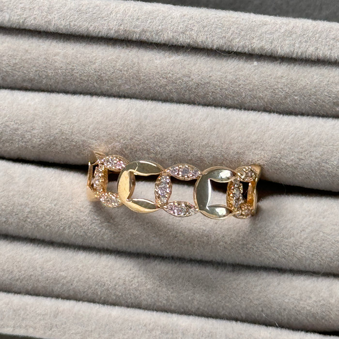 (PREORDER) 14K Yellow Gold Curb Link Design Stack Ring