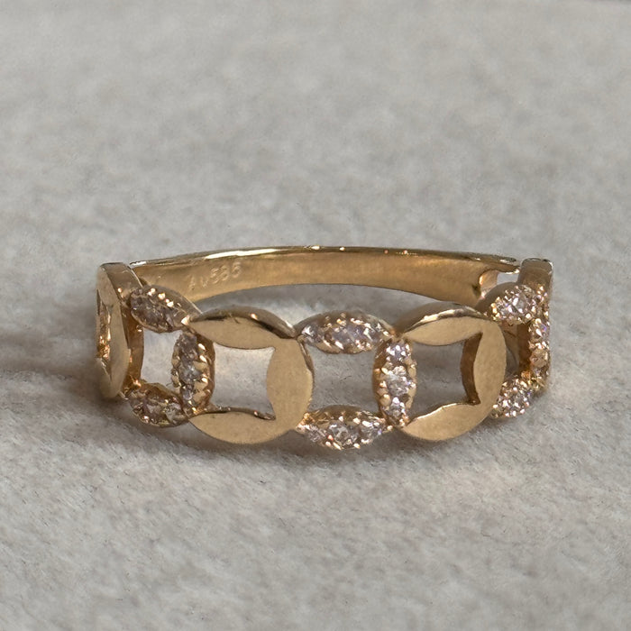 (PREORDER) 14K Yellow Gold Curb Link Design Stack Ring