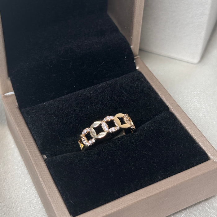 (PREORDER) 14K Yellow Gold Curb Link Design Stack Ring