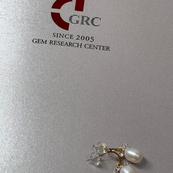10K Yellow Gold Bow Freshwater Cultured Pearl Earring