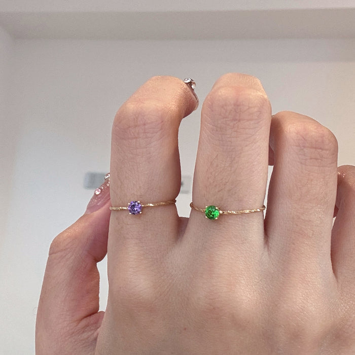 14K Yellow Gold Green Gem Solitaire Ring