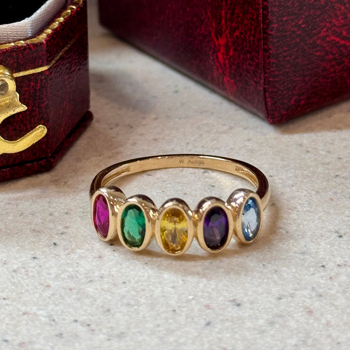 14K Yellow Gold Colourful Half Eternity Ring