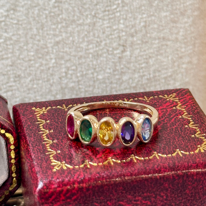 14K Yellow Gold Colourful Half Eternity Ring