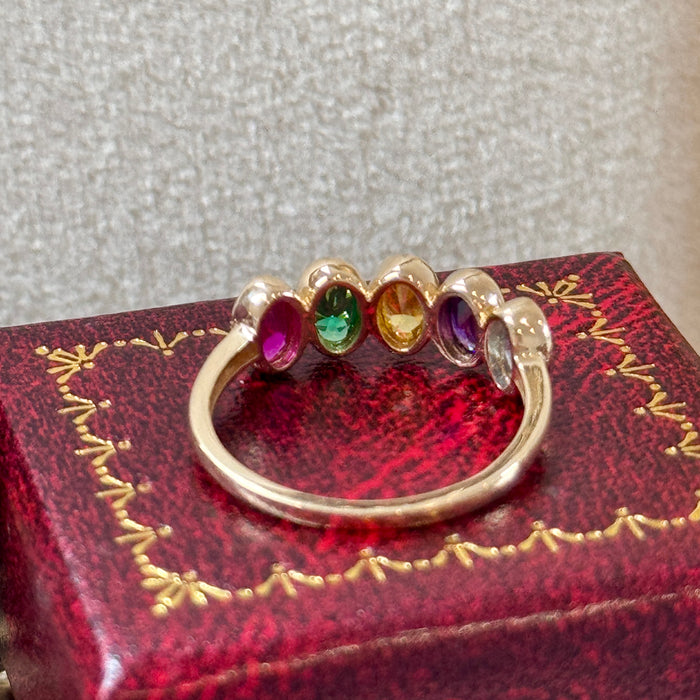 14K Yellow Gold Colourful Half Eternity Ring