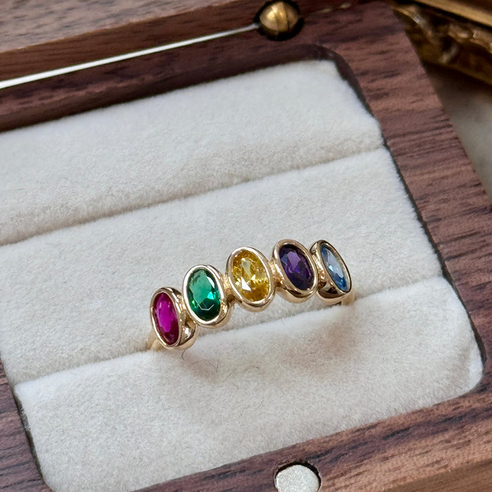 14K Yellow Gold Colourful Half Eternity Ring