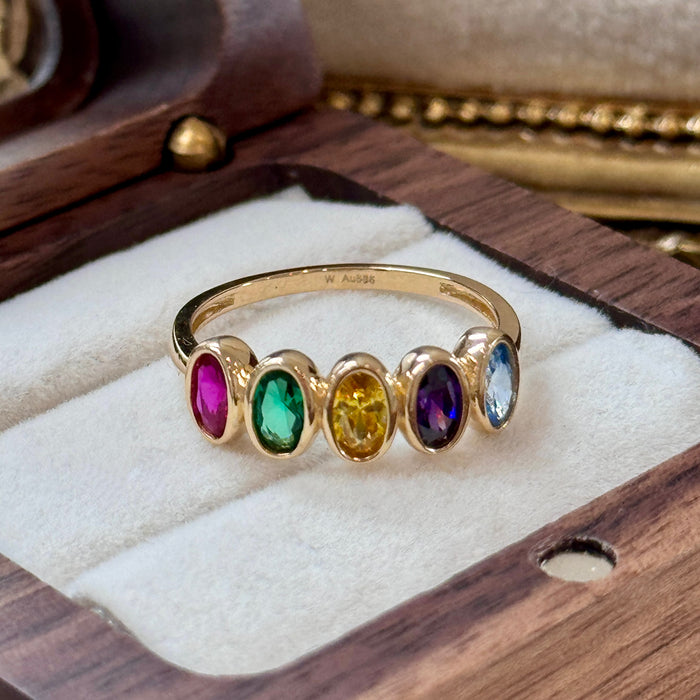 14K Yellow Gold Colourful Half Eternity Ring