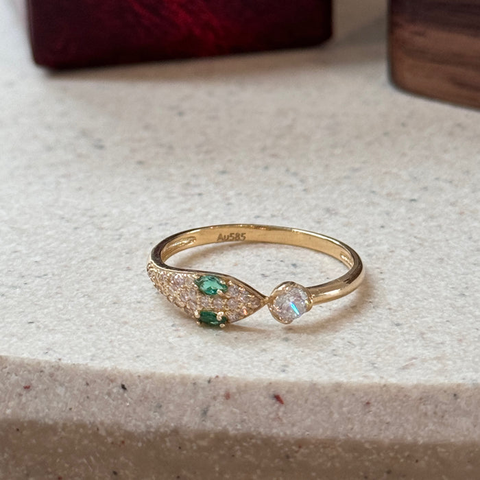 14K Yellow Gold Vintage Snake Design Ring