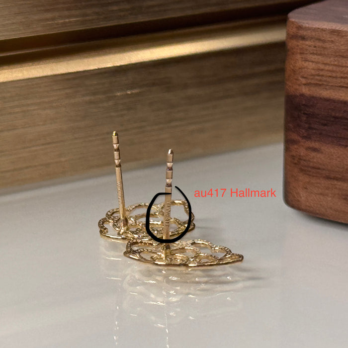 10K Yellow Gold Flower Rose Stud Earring