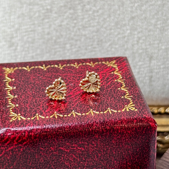 10K Yellow Gold Mini Love Heart Stud Earring