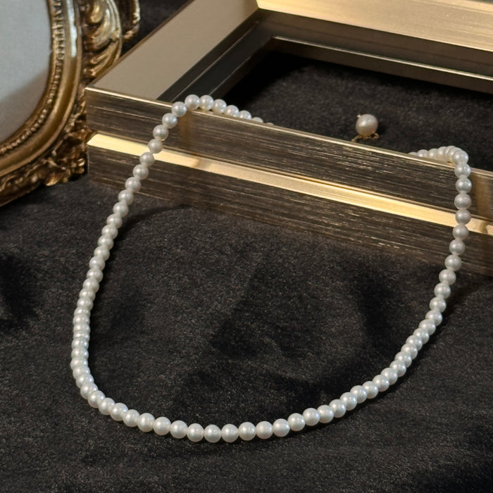 14K Yellow Gold Classic White Freshwater Non-bead Pearl Choker Necklace with GRC Certificate