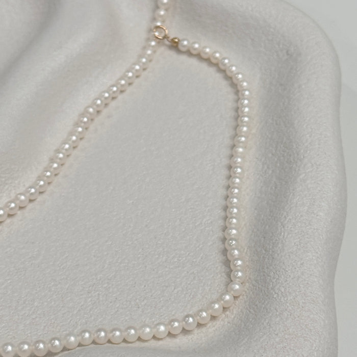 14K Yellow Gold Classic White Freshwater Non-bead Pearl Choker Necklace with GRC Certificate