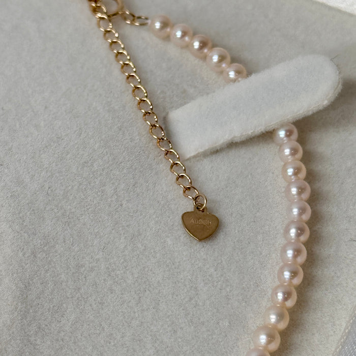 14K Yellow Gold Pink Tone Freshwater Non-bead Pearl Choker Necklace with GRC Certificate