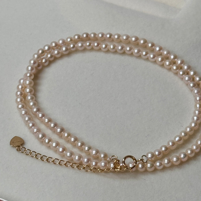 14K Yellow Gold Pink Tone Freshwater Non-bead Pearl Choker Necklace with GRC Certificate