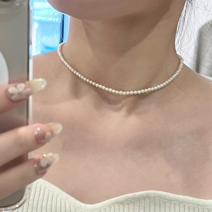 14K Yellow Gold Pink Tone Freshwater Non-bead Pearl Choker Necklace with GRC Certificate