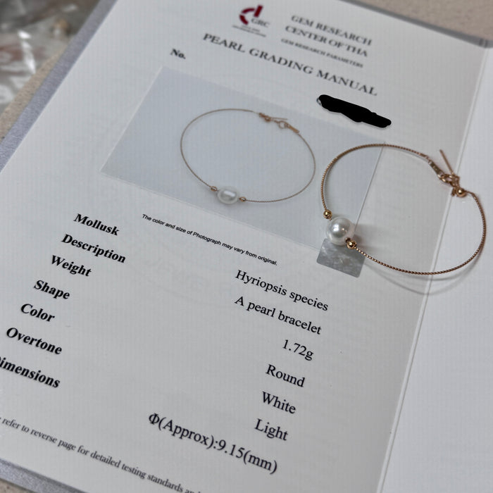 18K Yellow Gold Elegant Freshwater Pearl Bracelet Bangle with GRC Certificate