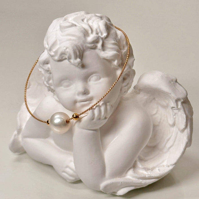 18K Yellow Gold Elegant Freshwater Pearl Bracelet Bangle with GRC Certificate