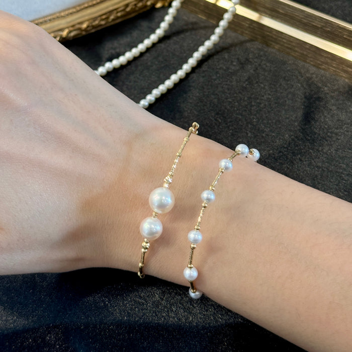 14K Yellow Gold Freshwater Non-bead Pearl Bracelet Bangle with GRC Certificate