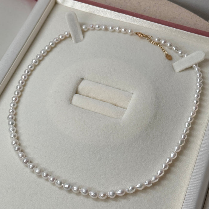 14K Yellow Gold White Irregular Freshwater Non-bead Pearl Baroque Choker Necklace with GRC Certificate