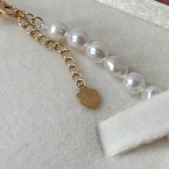14K Yellow Gold White Irregular Freshwater Non-bead Pearl Baroque Choker Necklace with GRC Certificate