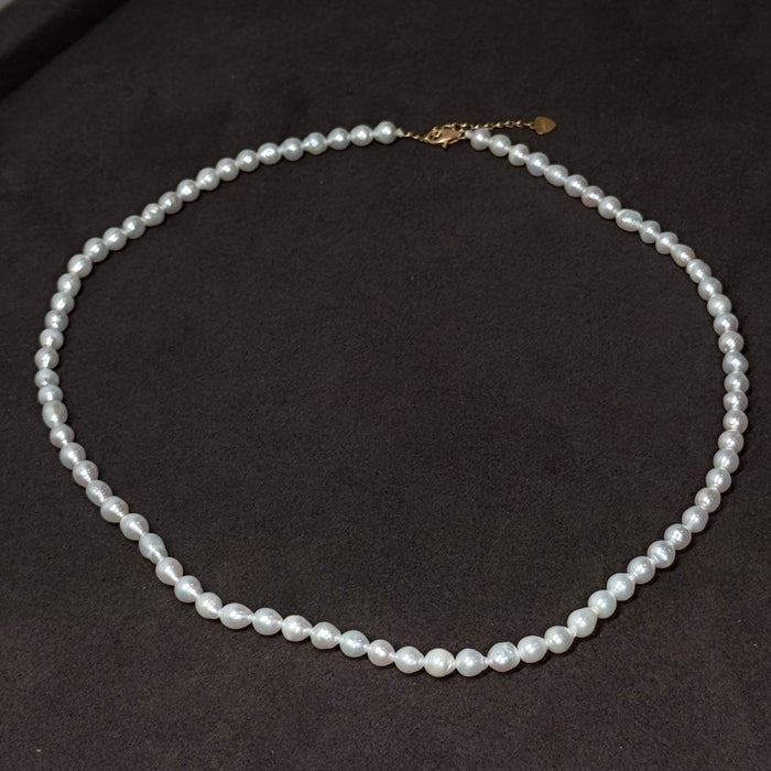 14K Yellow Gold White Irregular Freshwater Non-bead Pearl Baroque Choker Necklace with GRC Certificate