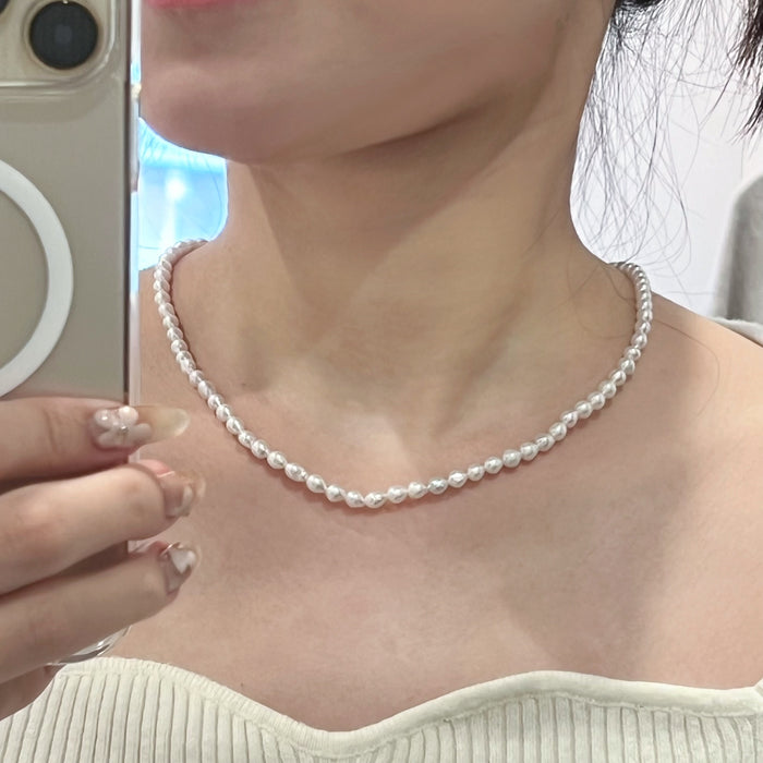 14K Yellow Gold White Irregular Freshwater Non-bead Pearl Baroque Choker Necklace with GRC Certificate