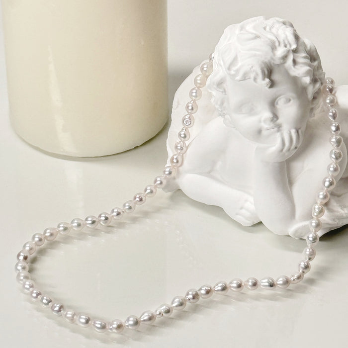 14K Yellow Gold White Irregular Freshwater Non-bead Pearl Baroque Choker Necklace with GRC Certificate