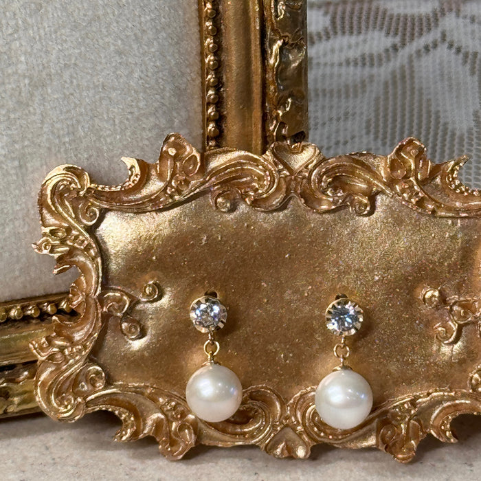 10K Yellow Gold Bubble Drop Freshwater Pearl Earring