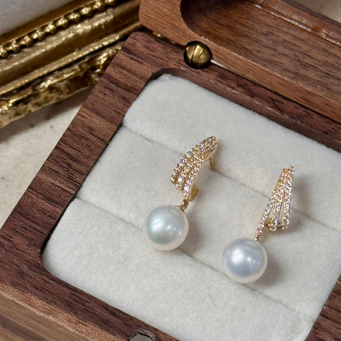 (PREORDER) 10K Yellow Gold Drop Fine Freshwater Pearl Earring