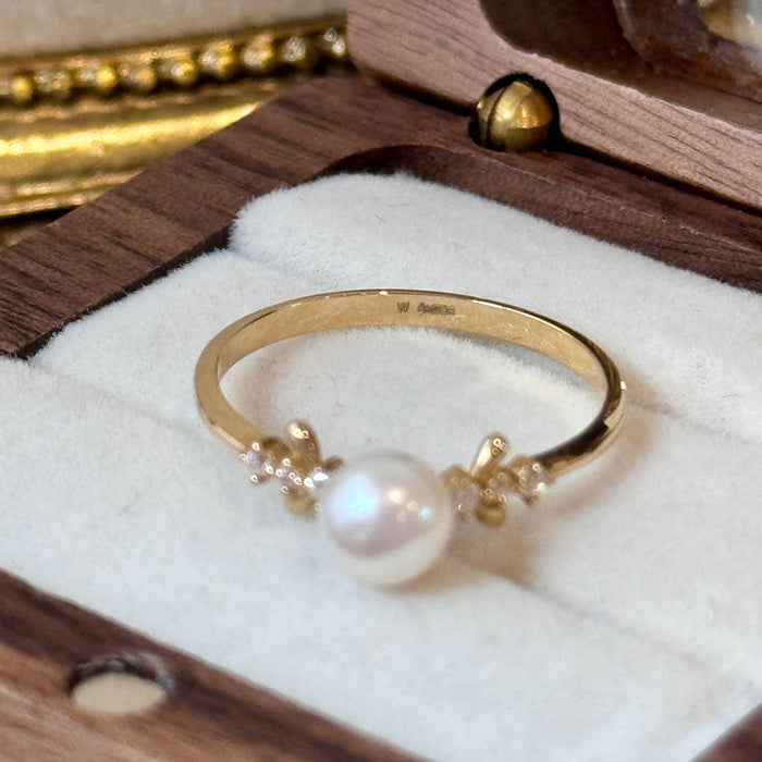 14K Yellow Gold Solitaire Design Freshwater Pearl Ring