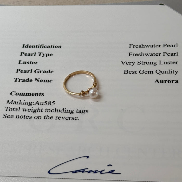 14K Yellow Gold Solitaire Design Freshwater Pearl Ring