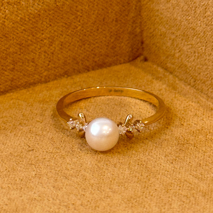 14K Yellow Gold Solitaire Design Freshwater Pearl Ring