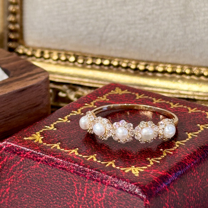(PREORDER) 14K Yellow Gold Luxury Halo Design Freshwater Pearl Ring