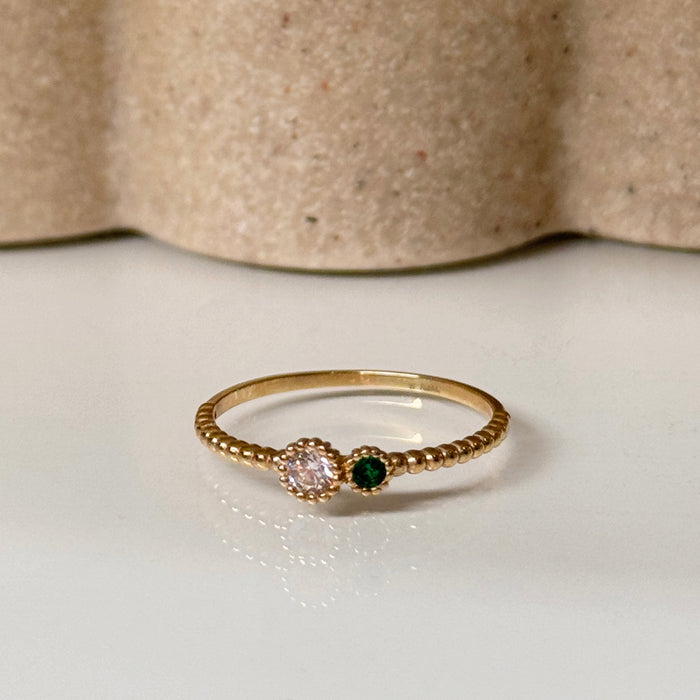 14K Yellow Gold 2-Stone Bezel Ring