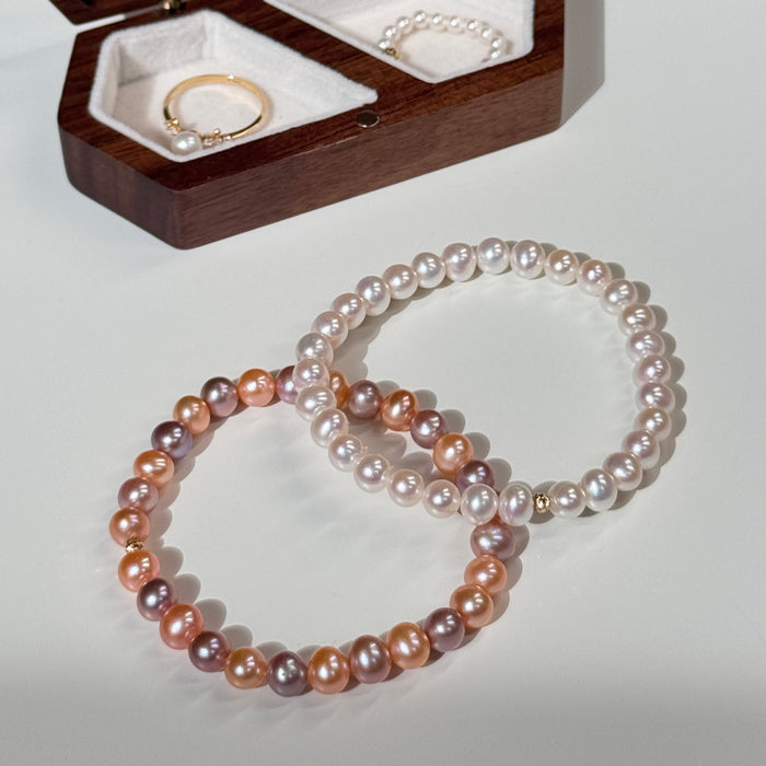 14K Yellow Gold Colourful Freshwater Pearl Bracelet