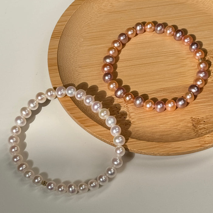 14K Yellow Gold Colourful Freshwater Pearl Bracelet